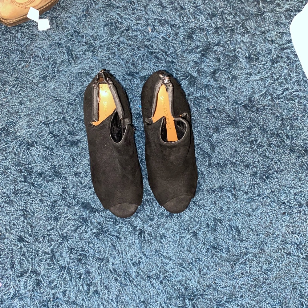 Women's Black Peep Toe Ankle Booties
